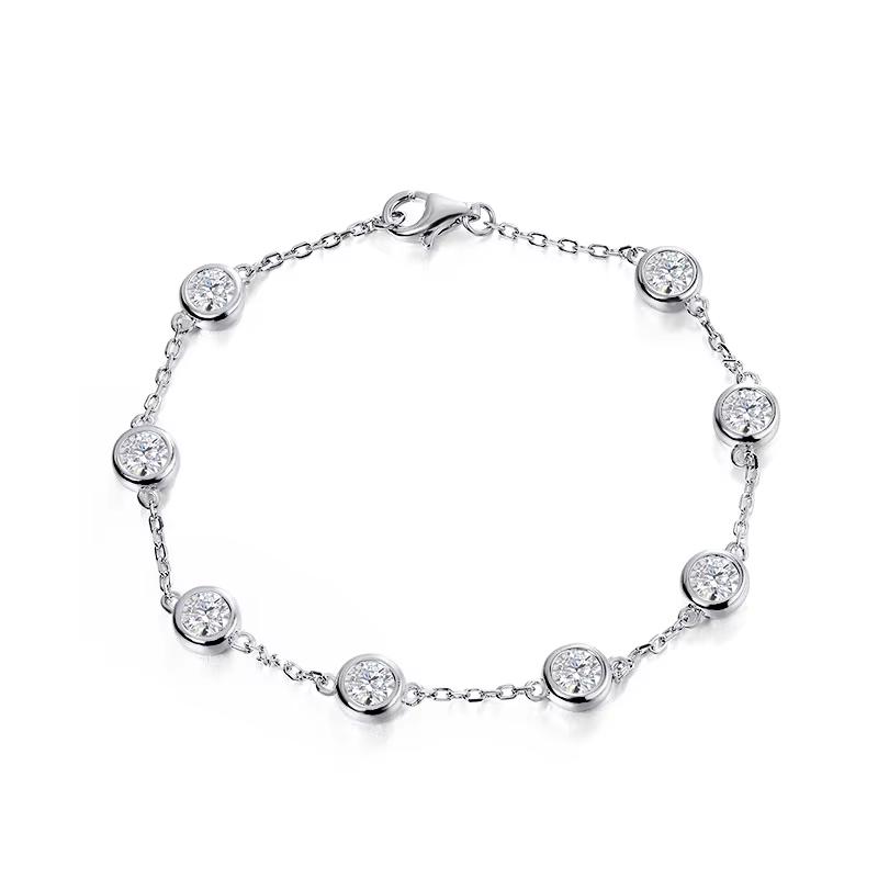 

Smyoue 4mm Classic Bubble Moissanite Bracelet for Women 8 Stones Sparkling Lab Diamond Tennis Bracelet 925 Silver 16cm