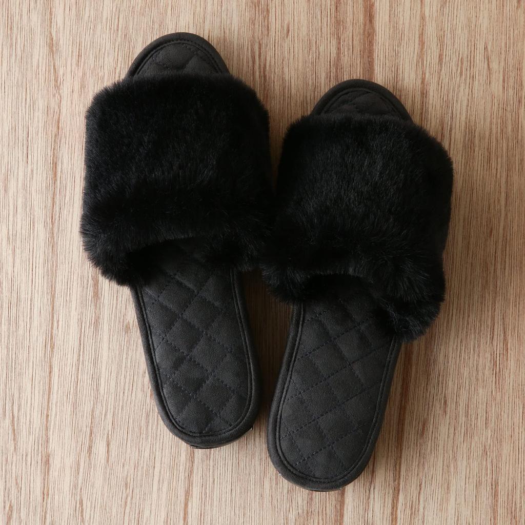 X Tellerzimmer Schwarz [Francfranc] Öko-Pelzschuhe,