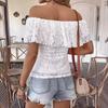 Women's Solid Colour One Neck Strapless Ruffle Lace Slim Slim T-Shirt