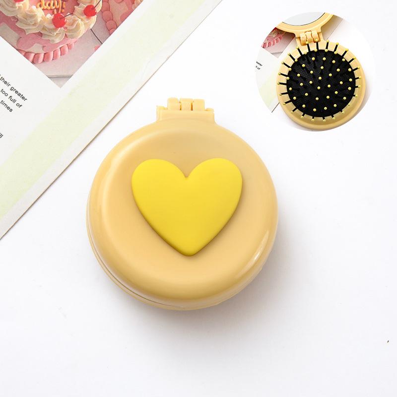 Cute Cartoon Folding Comb with Cosmetic Mirror for Girls Air Cushion Massage Portable Comb  Kids Dress Up Makeups Toy Gifts