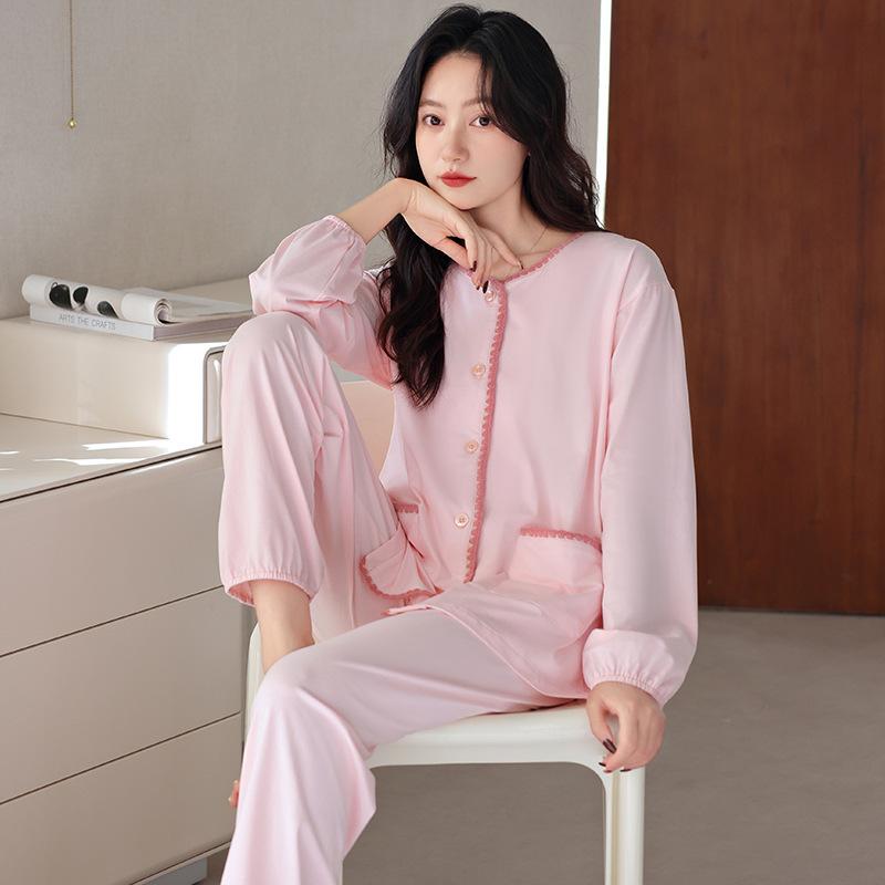 Pajamas women s spring and autumn pure cotton long-sleeved casual women s autumn new cotton thin loungewear m suggest 40-50kg