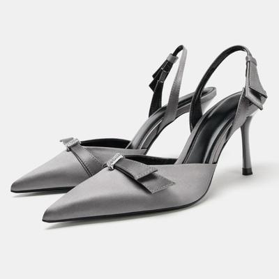 Escarpins Brillants Décorés de Strass pour Femmes Chaussures de Designer Slingback de Luxe Bout Pointu Élégant Sandales à Talons Aiguilles avec Bride Arrière