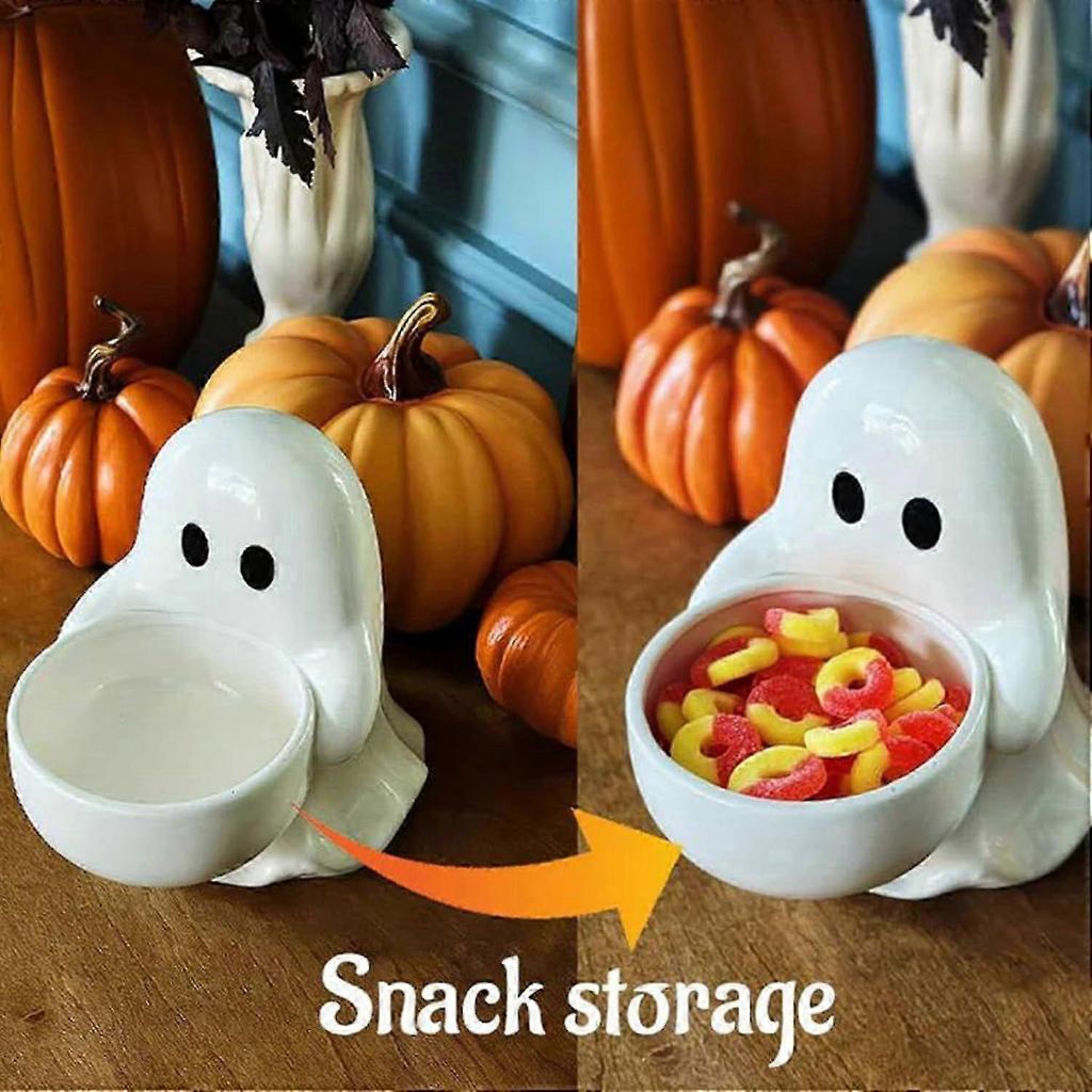 Ghost Candle Holder, Cute Ghost Shape Ceramic Candle Stand, Lightweight Build Halloween Decorative Candlestick Rack for Parties Tabletop, Halloween Ca