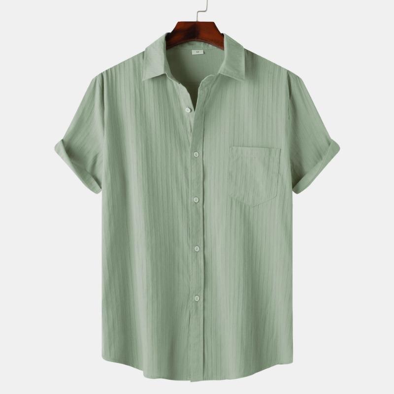 

Летняя мужская рубашка с коротким рукавом из жареного теста, однотонная, повседневная, для поездок на работу XXL светло-зеленый