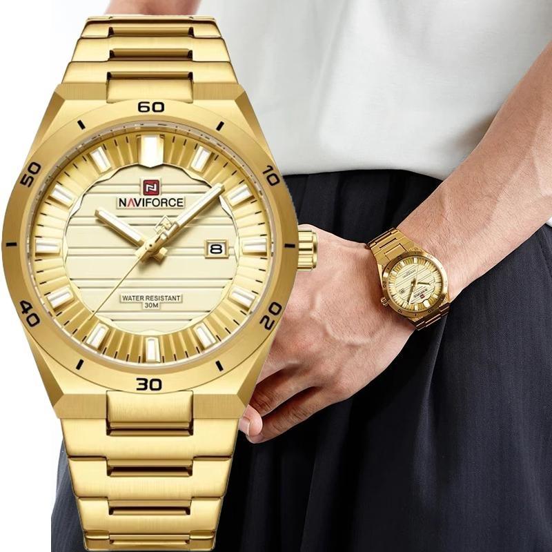 Stainless Steel Men's Wristwatch Waterproof Simple Fashion with Night Glow Pointer Calendar Display Male Watches