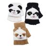 Children's Cartoon Flip-Top Knitted Gloves - Warm, Thickened, Fingerless for Autumn/Winter