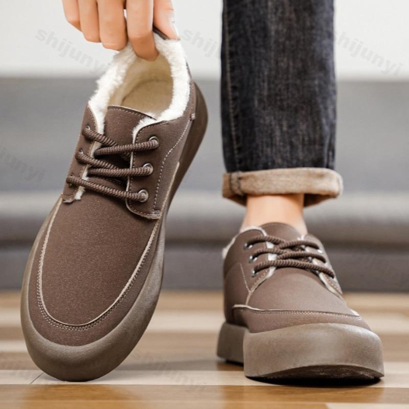Moda 2025 Inverno Uomo Retro Caldo Casual Medio Alto Casual Scarpa di Cotone Tendenza Moda Versatile Morbido Confortevole Chunky Sneakers di Peluche