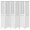 6 Piece Room Divider White Solid Paulownia Wood