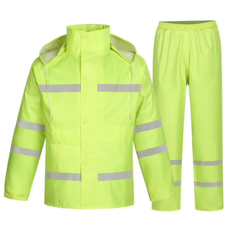 OEING Fluorescent Green Reflective Rain Suit Set