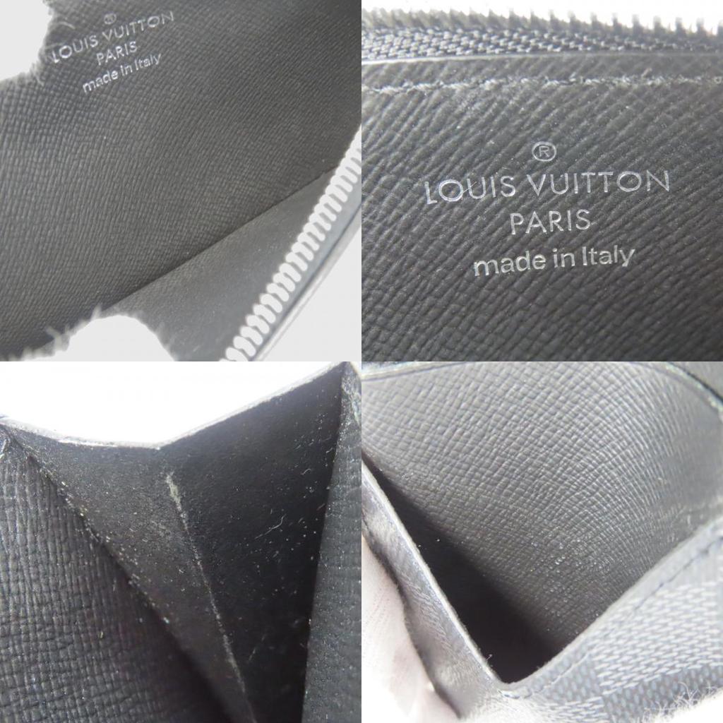 Used LOUIS VUITTON Card Case Coin / Card Holder N64038 Damier Grafitte Black Gray Compact