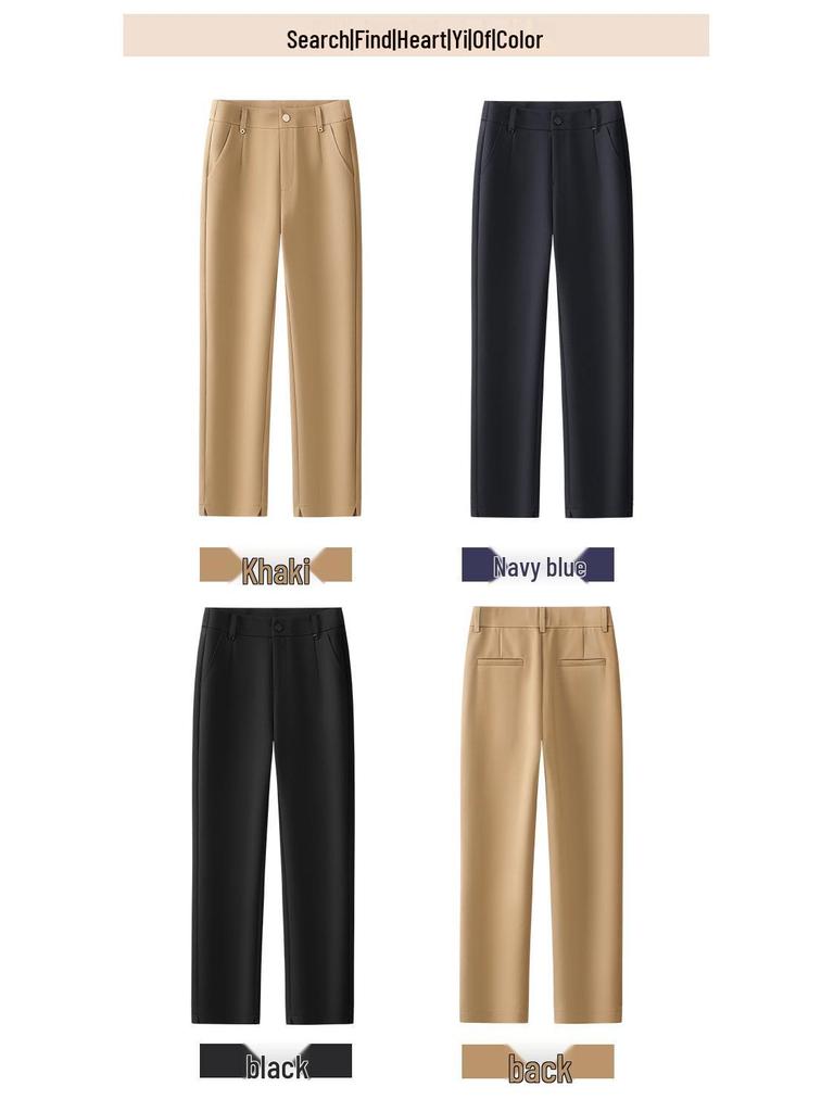 Women's Elastic Waist Straight-Leg Baguette Pants - Spring 2025 Slimming Cotton Stretch Cigarette Pants