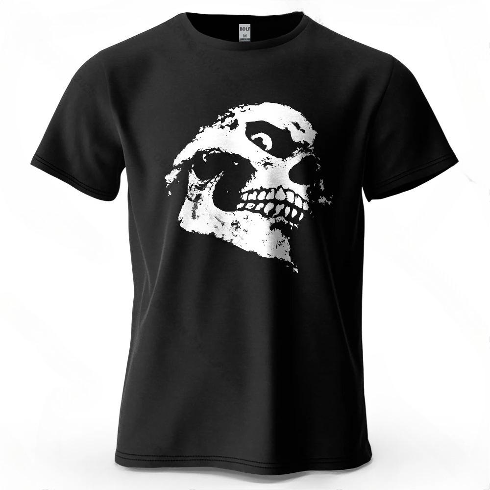 Grunge Skull Printed Men's T-Shirt 100% Cotton Oversized Dark Art Halloween Parties Graphic Tee
