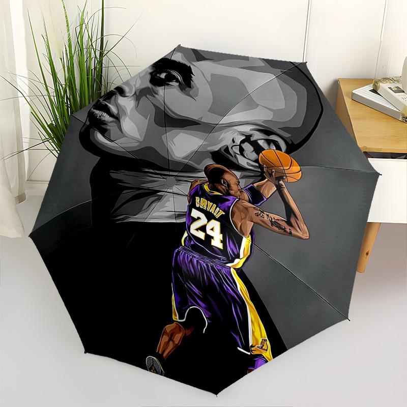 1pc Kobe Bryant #24 Automatic Folding Umbrella, Portable Tri-Fold Design with Iron Frame, Perfect for Fans, Travelers, Daily Use, and Gifts.X080