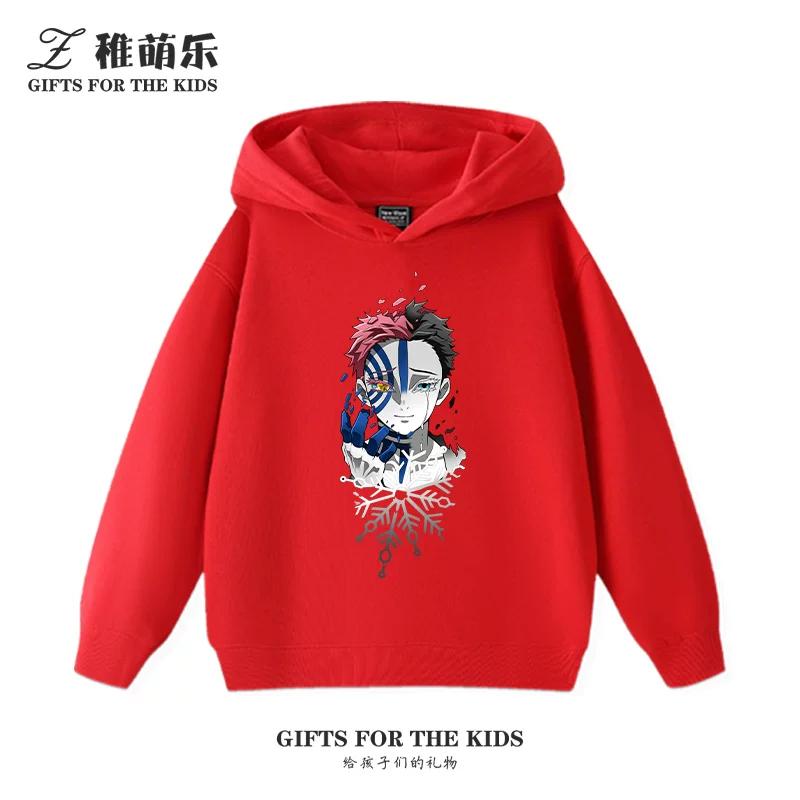 Sudaderas con capucha para niños con estampado de Demon Slayer, sudaderas informales de otoño/invierno para niños y niñas.