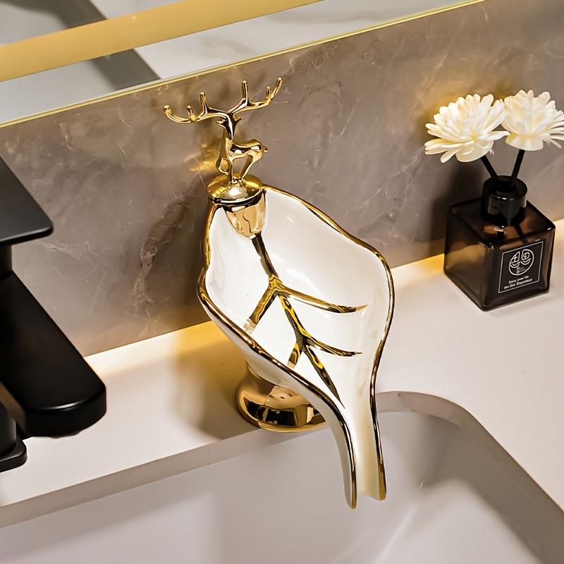 Simple and Light Luxury Ceramic Soap Box, Household Soap Dish,Creative Water-draining Bathroom and Toilet Soap Box Dish That Does Not Accumulate Water