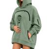 Damen Kapuzenpullover mit Tasche für Haustierkatze, lässiger Pullover, Damen Reißverschluss Langarm Kapuzen-Fleece-Top