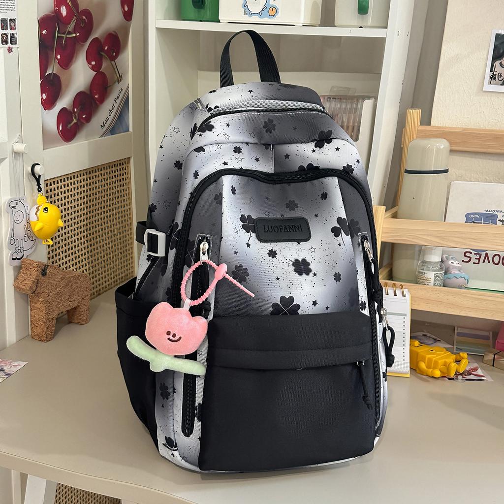 Schoolbag New High-value Ins Wind Smudging Large-capacity Backpack Mori Girl Printed Backpack Junior High School Student Backpack