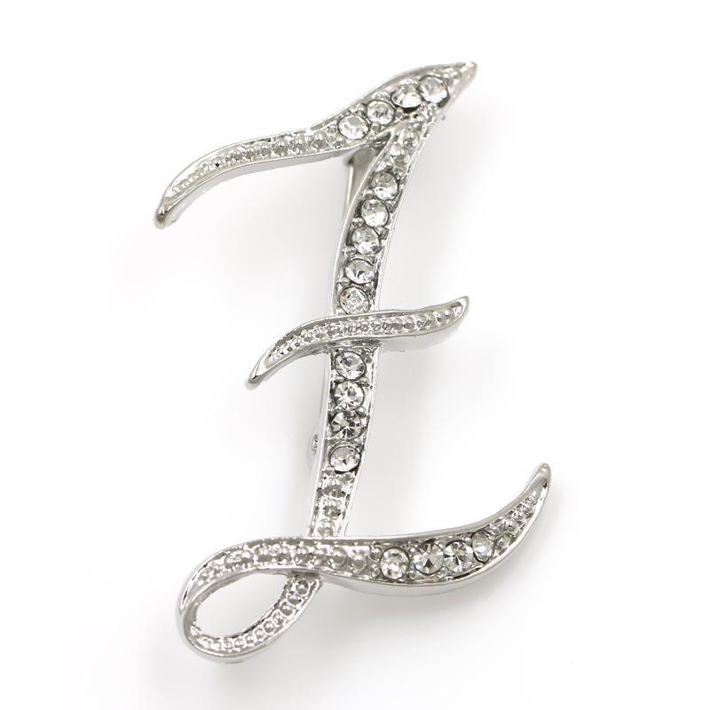 Trendy 26-Letter Rhinestone Brooch Pin - Fashion Accessory for Clothing & Bags