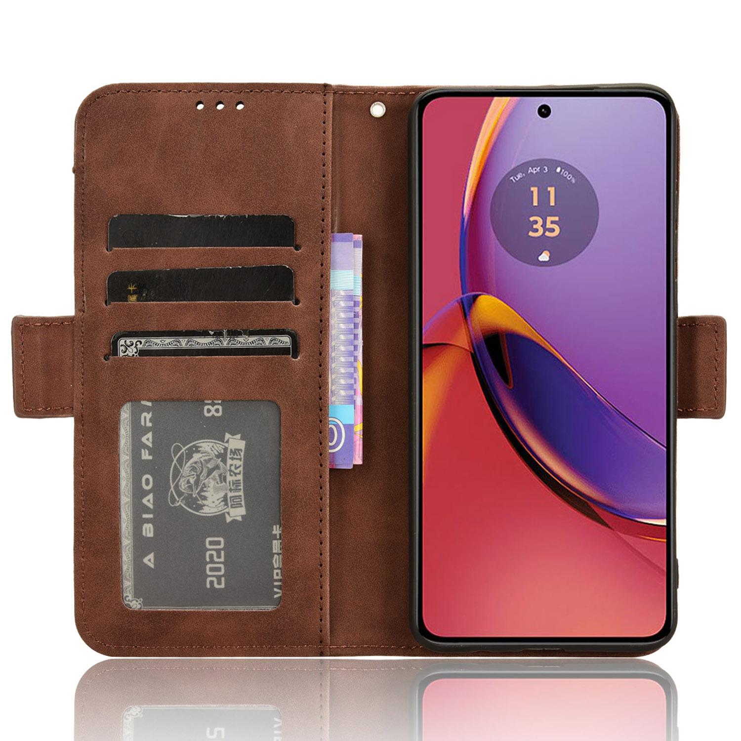 

For Motorola Moto G84 5G Case Multiple Card Slots Anti-drop Leather Phone Cover Brown