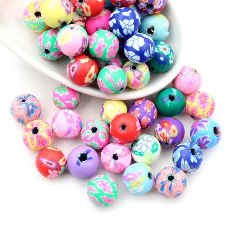 50-100pcs 6 8 10 mm 10mm Mixed Colors Flower Clay Spacer Beads Polymer Clay Beads For Jewelry Making DIY Beading Accessories 