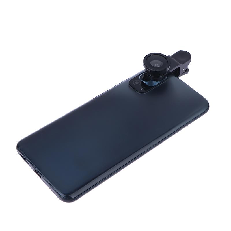 0.65X Geniş Açı Zoom 180 Derece Balık Gözü Makro Lensler Klipsli Lensli Kamera Kitleri Telefonda 3'ü 1 Arada Balık Gözü Telefon Lensi