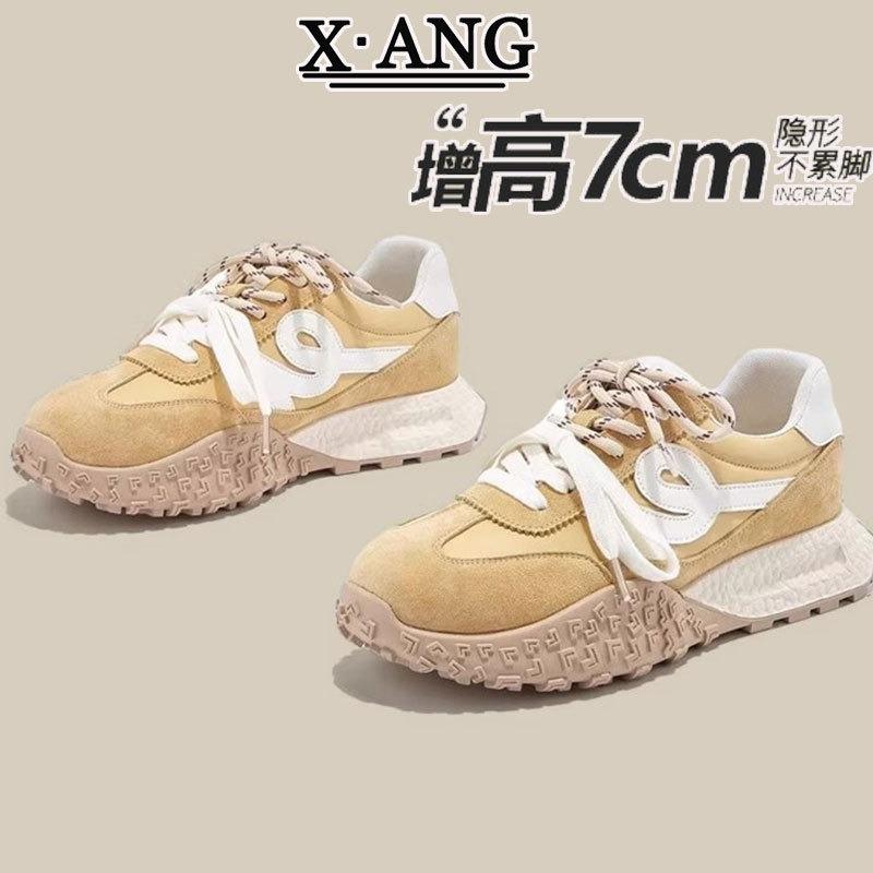 Leather Cm Inner Height Increase Women's Shoes Spring and Summer New Versatile Platform Casual Sports