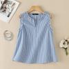 Women Casual V-Neck Plaid Print Loose Sleeveless Tank Tops