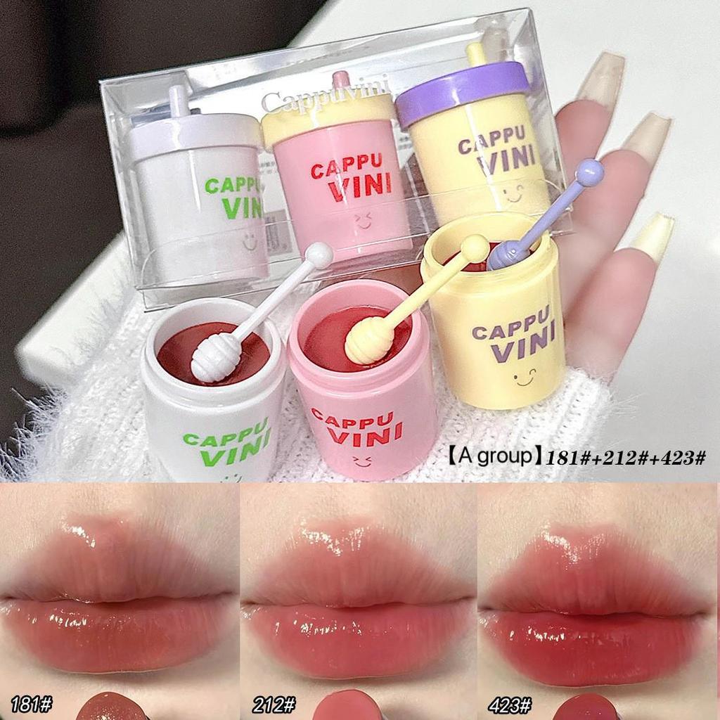 Cappuvini Nude Bean Paste Solid Lip Gloss: Moisturizing Milk Tea Color for Autumn/Winter