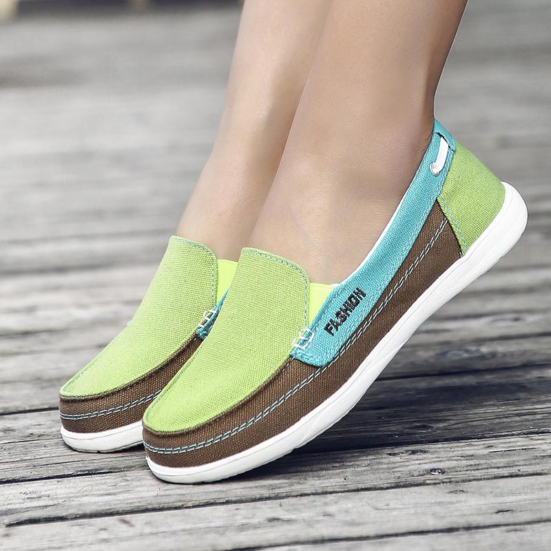 Mode Frauen Leinwand Freizeitschuhe Loafers Slip On Driving Schuhe Mokassins Frauen Wohnungen Schuhe