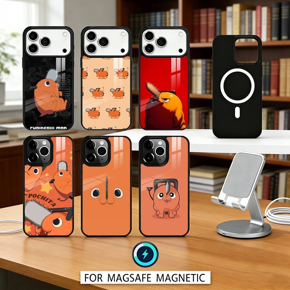 C-Chainsaw M-Man Pochita Phone Case For iPhone 17,16,15,14,13,12,Pro,Max For Magsafe Magnetic Wireless Charging