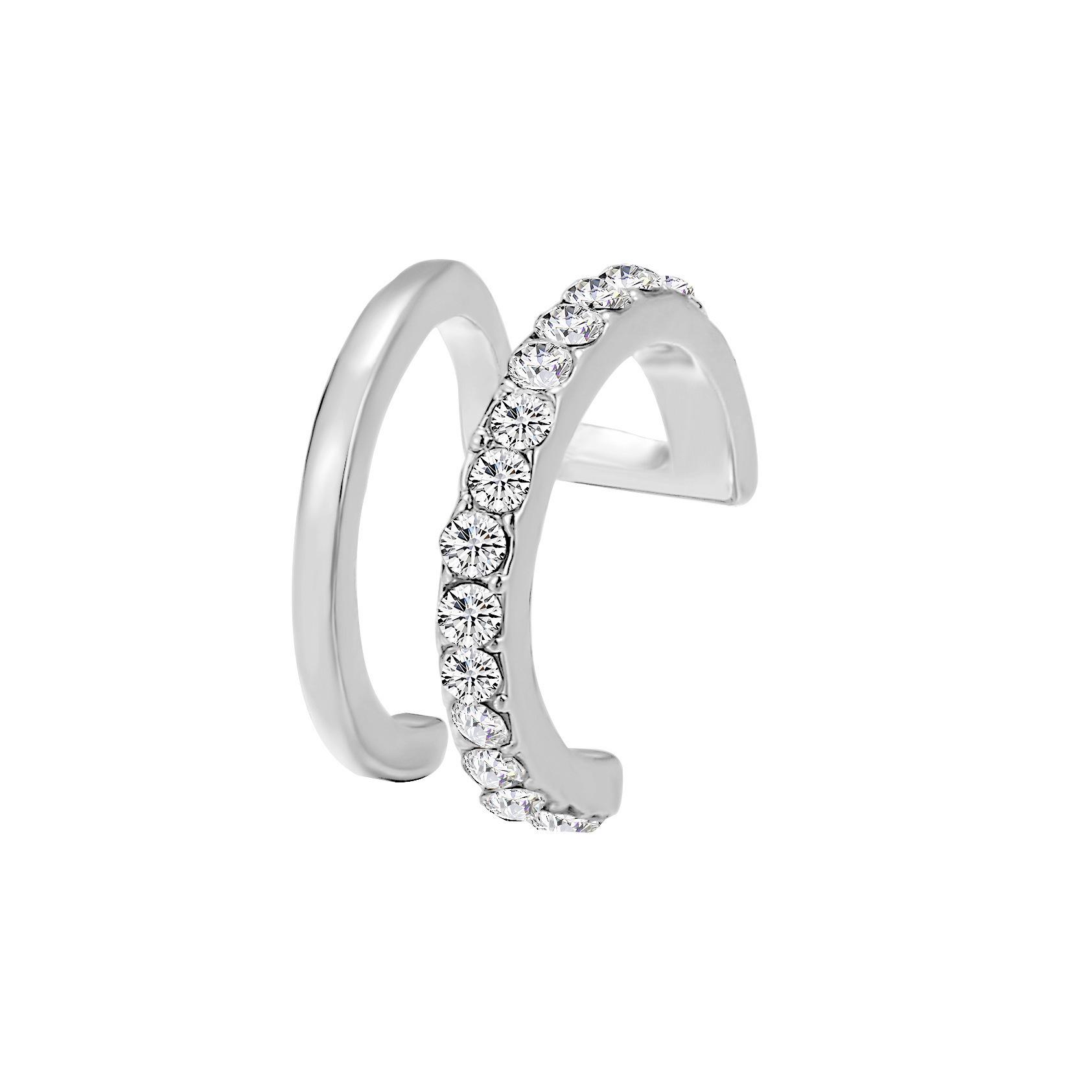 

Elegant Double C U-Shaped Non-Pierced Ear Clip Earrings with Diamond Accents