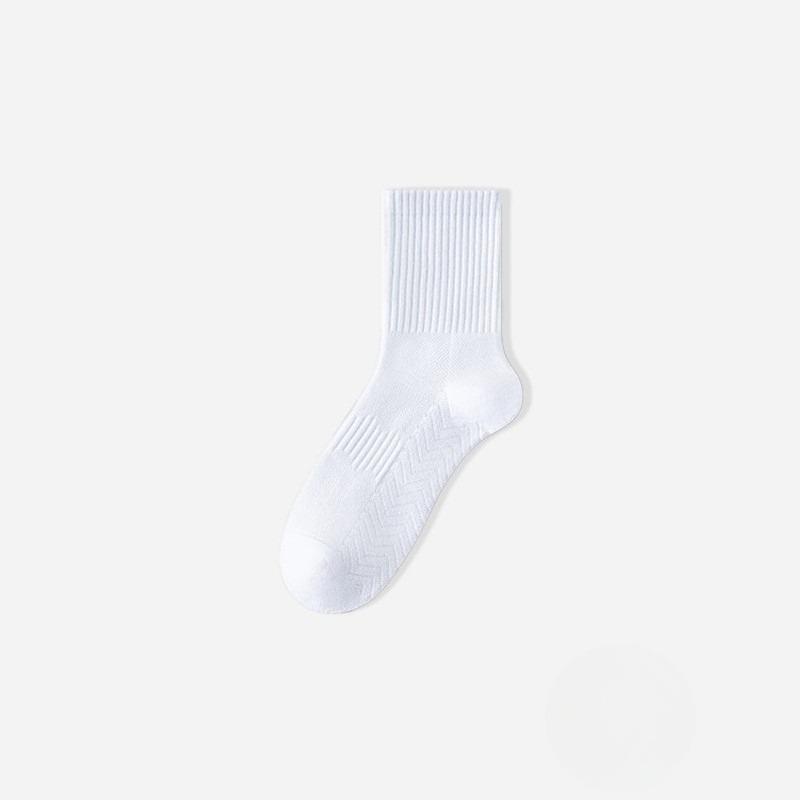 

Men s Spring and Autumn Pure Cotton Sweat Absorbing and Deodorizing Sports Basketball Mid Calf Socks 1 pair білий