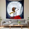 Snoopy Peanuts Flying Ace Cartoon Wall Tapestry Full Moon Night Stars Doghouse Decor for Kids Room Bedroom Gift