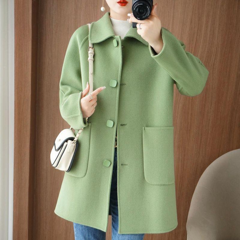 Double-sided Woolen Coat Womens Woolen Coat Medium and Long