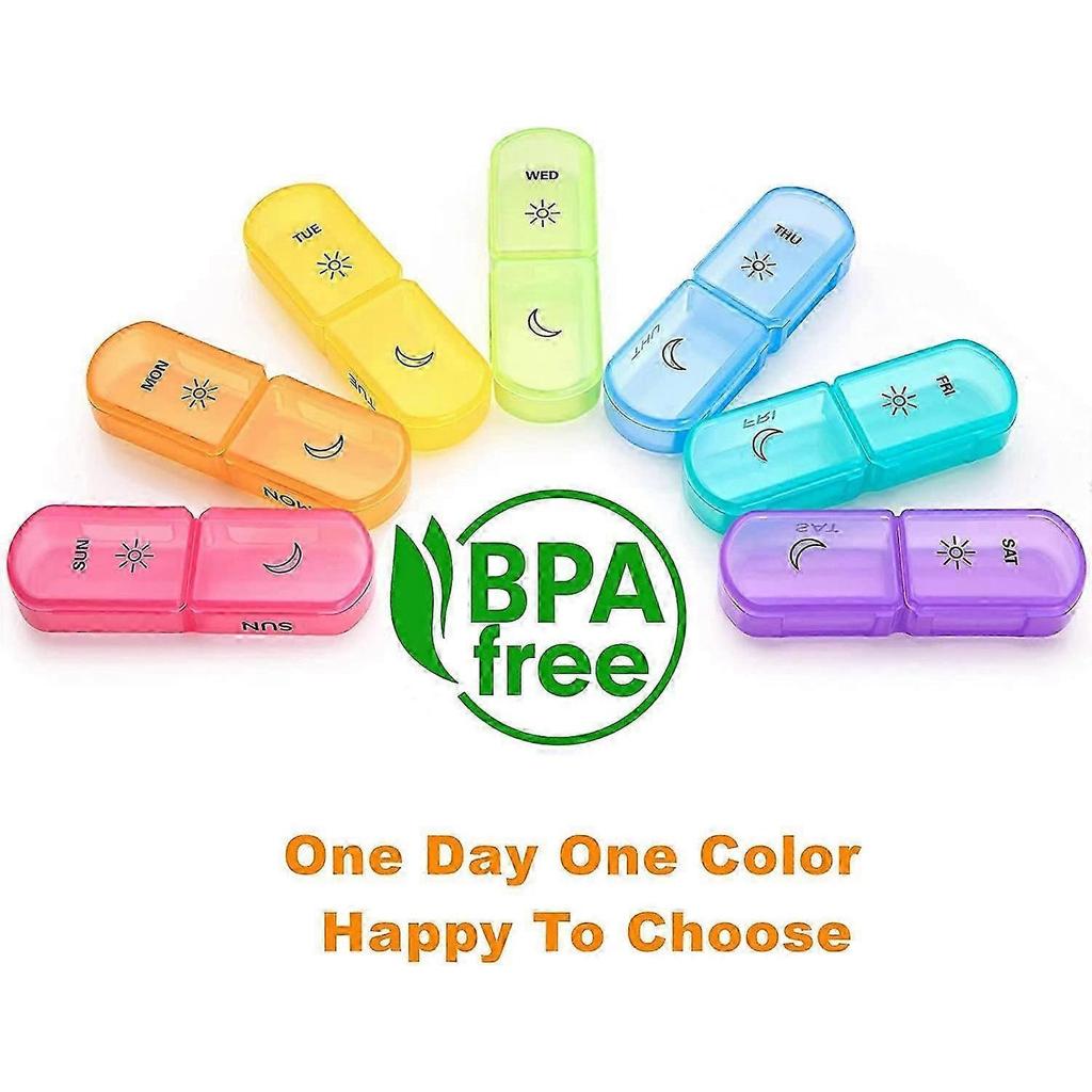 Großer Wöchentlicher Pillenorganizer 2 Mal täglich, 7-Tage-Pillenbox-Etui AM PM Tragbare Reise-Medikamenten-Organizer-Box Große Fächer für Pillen Vitamine Fischöl