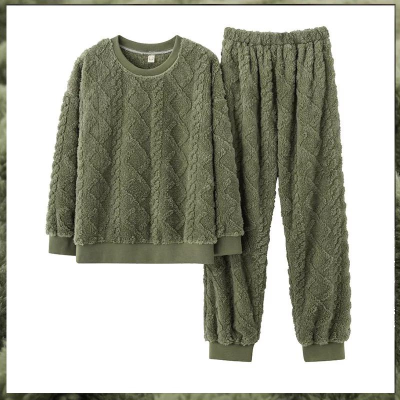 Women’s Ultra-Soft Velvet Pajama Sets Winter Thicken  Pajamas Suit Coral Velvet Sleepwear Long-Sleeve Pants Nightwear