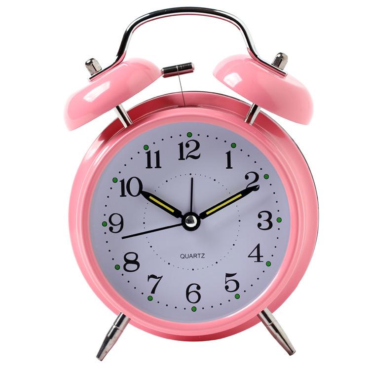 4" Silent Metal Alarm Clock with Light & Customizable Logo for Kids/Students