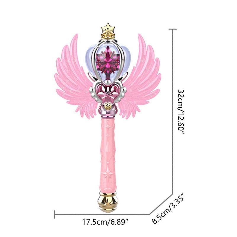 Rotating LED Snowflake Wand for Kids Light Up Magic Princess Toy Perfect for Parades & Imaginative Play with Gift Box  Pink