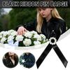 Queen Black Ribbon Brooch Pin Black Mourning Badge Memorial Black Badge  For Funerals and Mourning