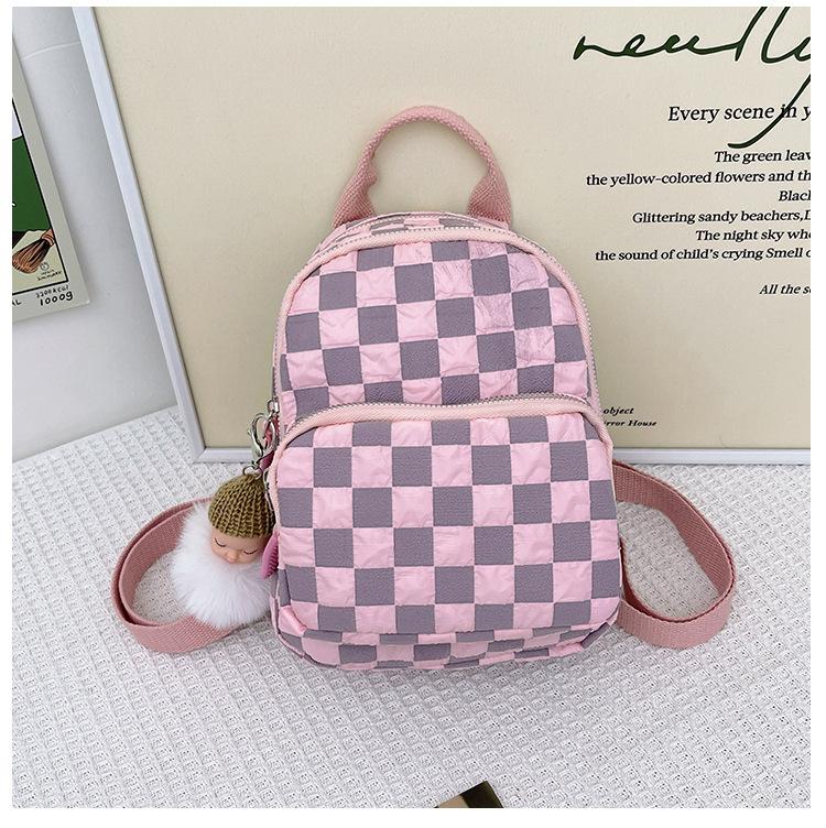 

Клетчатый рюкзак для девочек 2024 года, новый модный студенческий простой милый школьный рюкзак, универсальный дорожный маленький рюкзак розовый