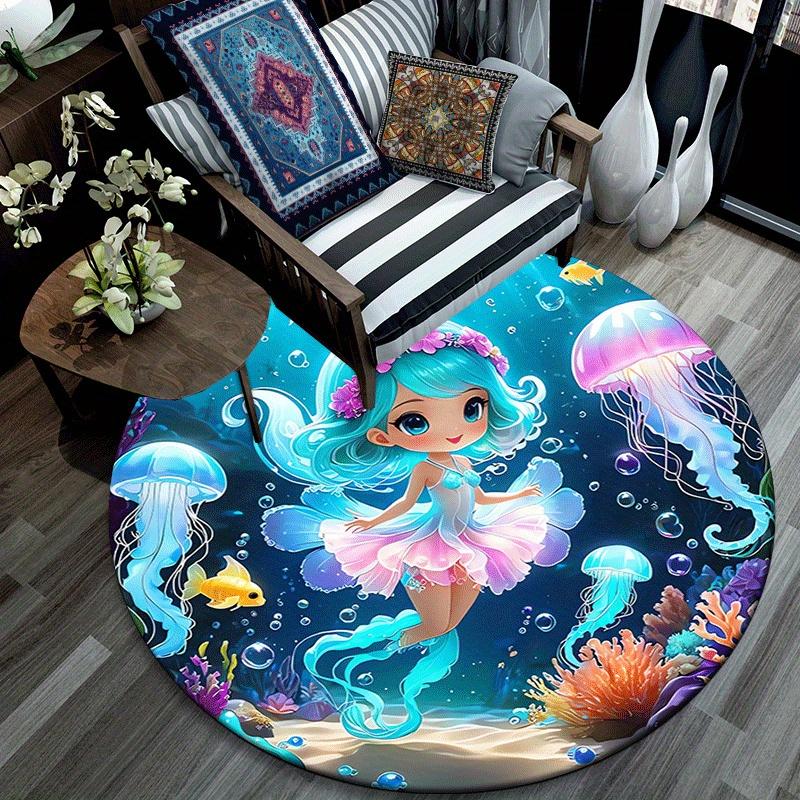 1pc Soft, Absorbent & Non Slip Cute little girl Round Rug Soft Circle Rug for Living Room & Bedroom Decor, Chair Mats, and Unforgettable Hom