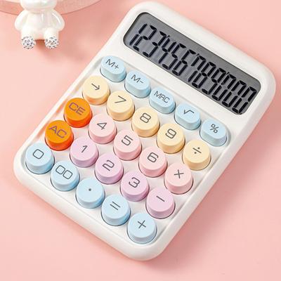 Mechanical Pushbutton Calculator 12 Digit Large LCD Display Big Buttons Easy To Press Compact Size Portable Colorful Calculator