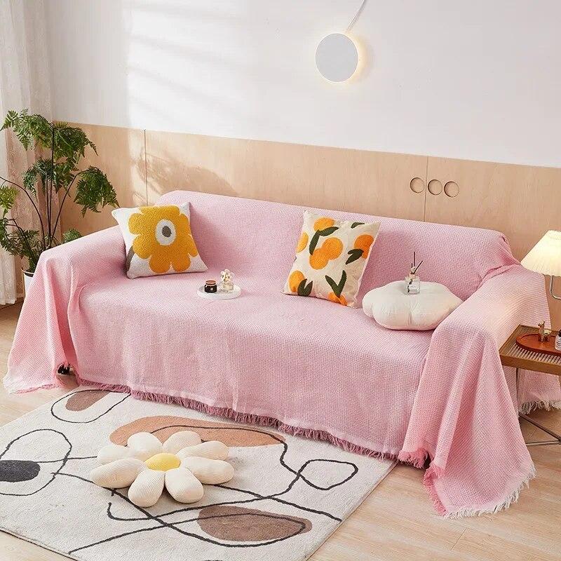Nordisk Dobbeltsofa pledd Matte Ins Minimalistisk Sklisikker Ensfarget Sofahåndkle Dobbelsidig Helårig Sofatrekk