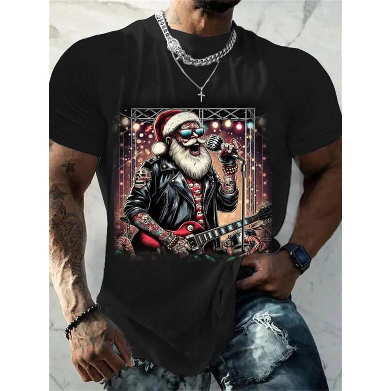 Christmas T-shirt Fun 3D Santa Claus Printed Top T-shirt Dj Men's Clothing Kawaii T-shirt Holiday Leisure Harajuku Colorful Men's Clothing