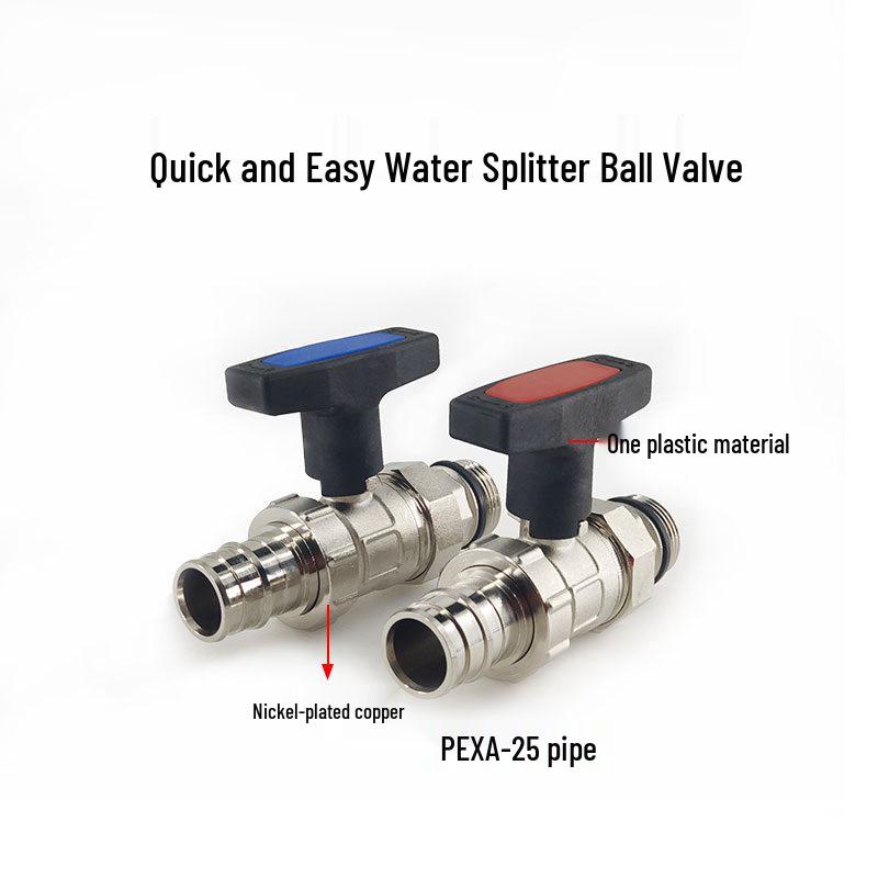 Quick Install 2-Way Splitter Valve: Straight-Angle Ball Valve for PEXA, QE-Compatible