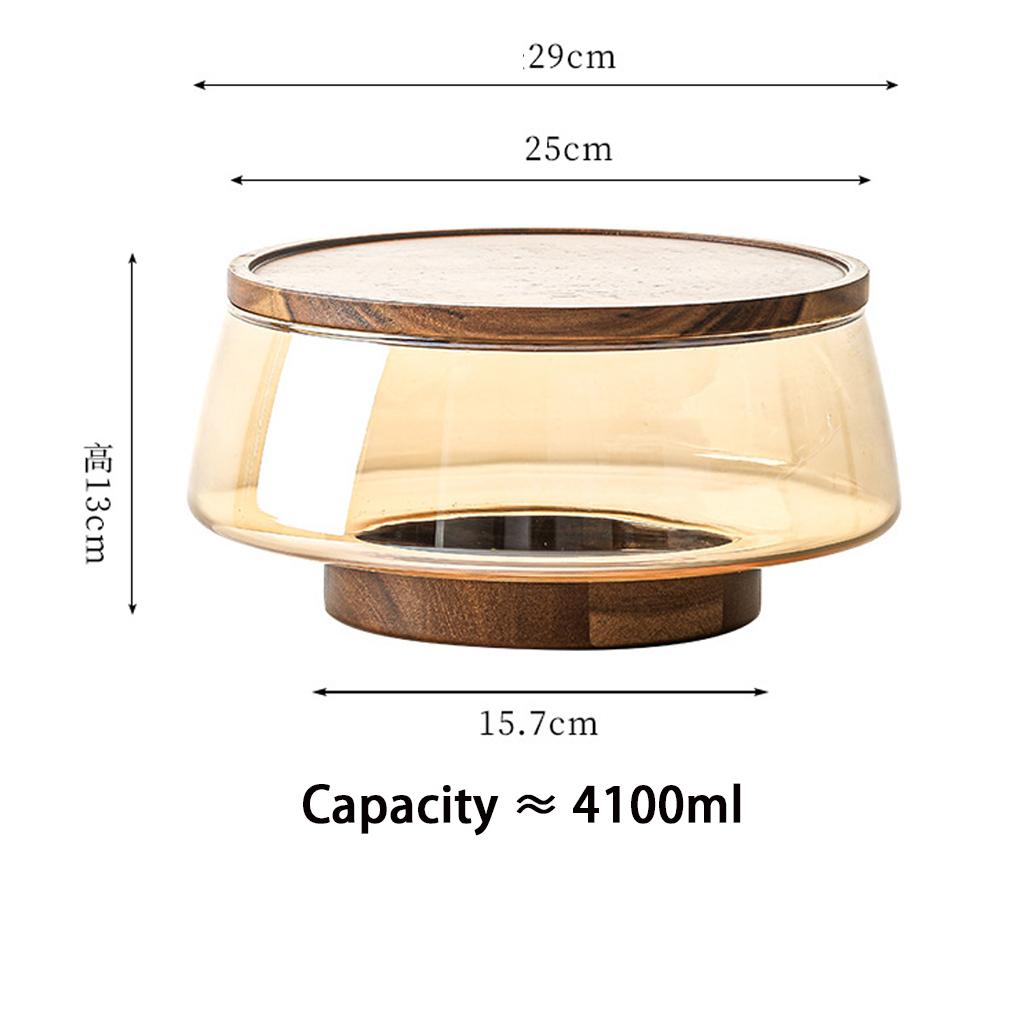 Neues 1-teiliges Salatschüssel-Set aus Glas mit Holzsockel, große mundgeblasene Glasschüssel, Restaurant-Essentials, Obstsalatschüssel
