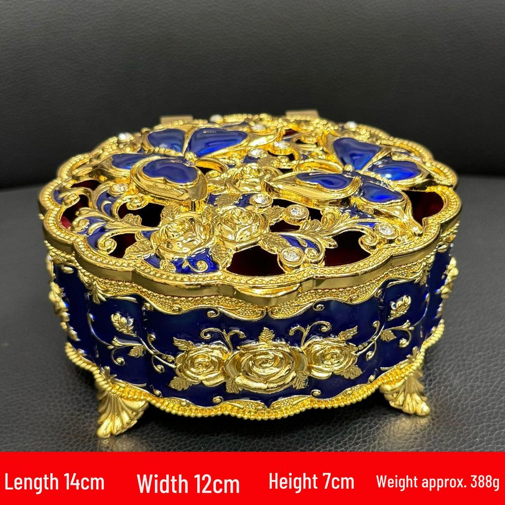 European Retro Luxury Princess Enamel Jewelry Box - Exquisite Metal Necklace Storage Box