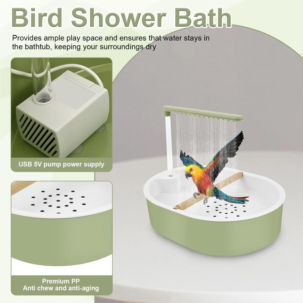Parrot Automatic Shower Pet Bird Bath Cage Basin USB Electric Circulating Water Bird Bathtub for Lovebird Cockatiel Birds Toy