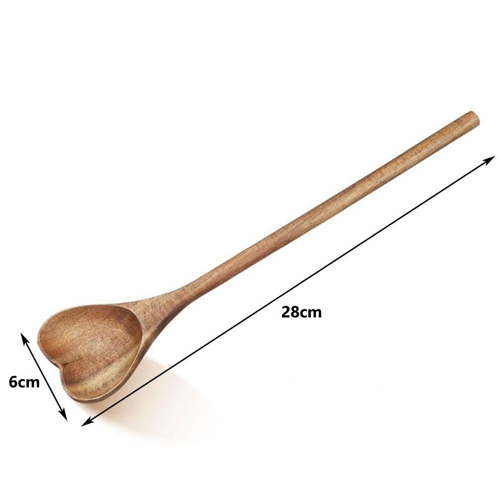 Portable Premium Love Wooden Spoon Long Handle Wooden Rice Spoon Simple Ergonomic Design Teaspoon For Tea Honey Desserts