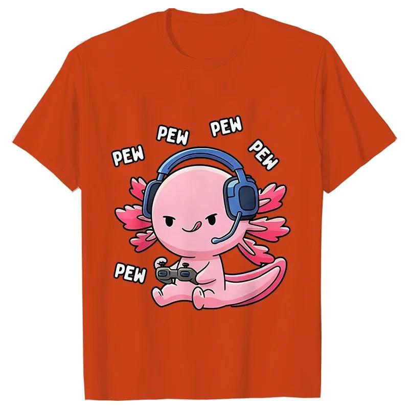 

Axolotl Cartoon Tshirt Funny Play Games Graphic T Shirt Short Sleeve Summer Clothes Women Clothing Fashion Basic Tee Tops S